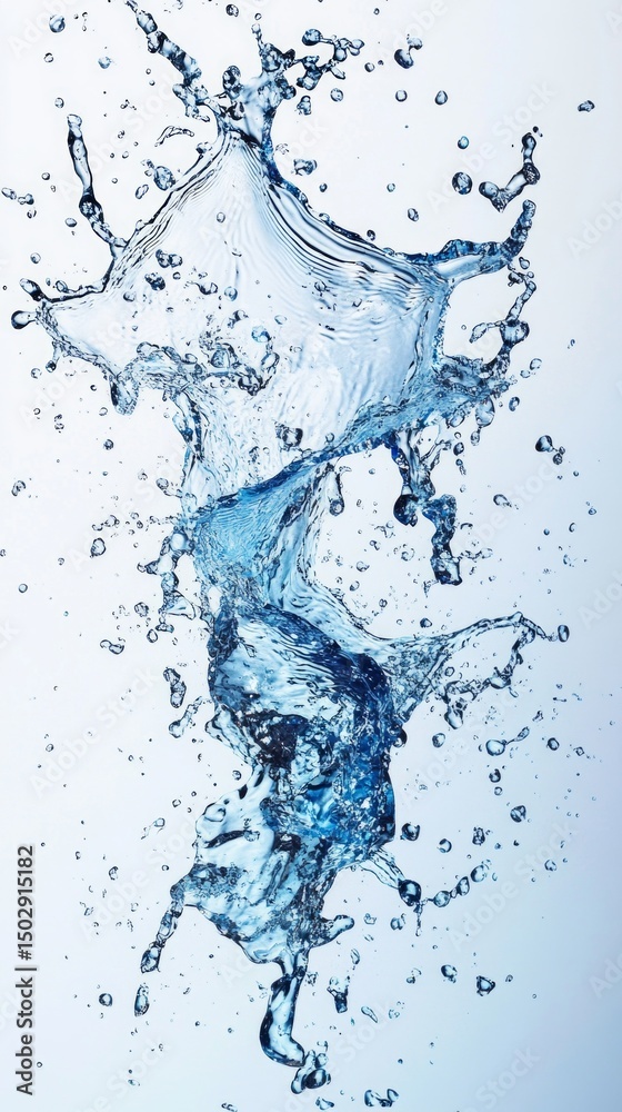 Fototapeta premium Water droplets in motion. Useful for scientific papers on the physics of liquids.