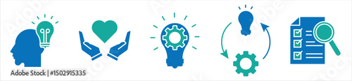 Design thinking process infographic banner web icon vector illustration concept with an icon of inspiration, empathy, ideation, implementation, prototyping, and testing