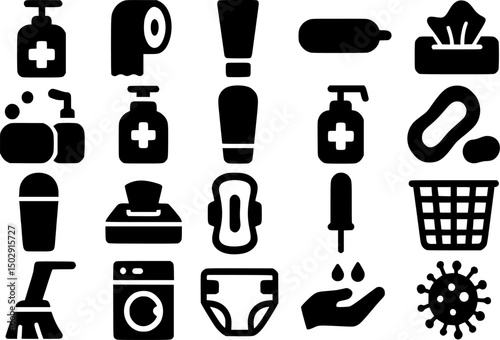 Collection of Essential Hygiene and Wellness Icons