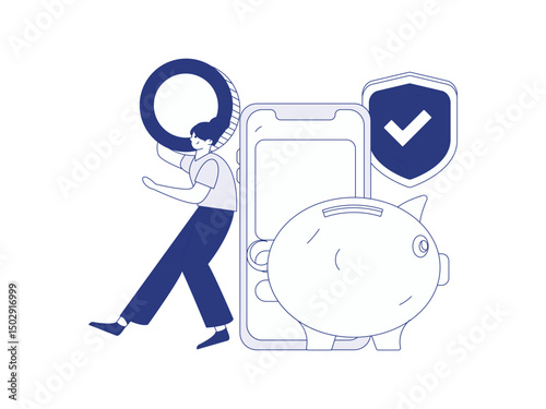 Online shopping payment security character flat vector concept operation hand drawn illustration
