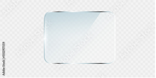 glass effect high-gloss acrylic sheet Transparent plastic panel. Realistic glare and reflections on a transparent surface