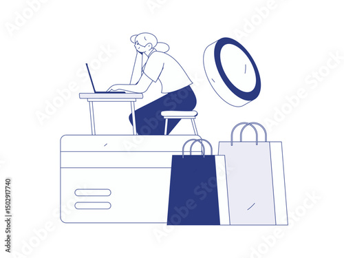 Online shopping payment security character flat vector concept operation hand drawn illustration
