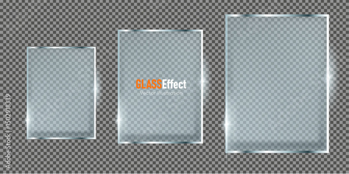 set of shiny glassy acrylic transparent glare panel