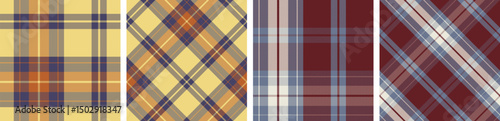 Plaid pattern set seamless tartan check plaid for skirt, tablecloth, blanket, duvet cover, or other modern fashion print.