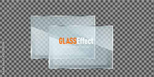set of shiny glassy acrylic transparent glare panel