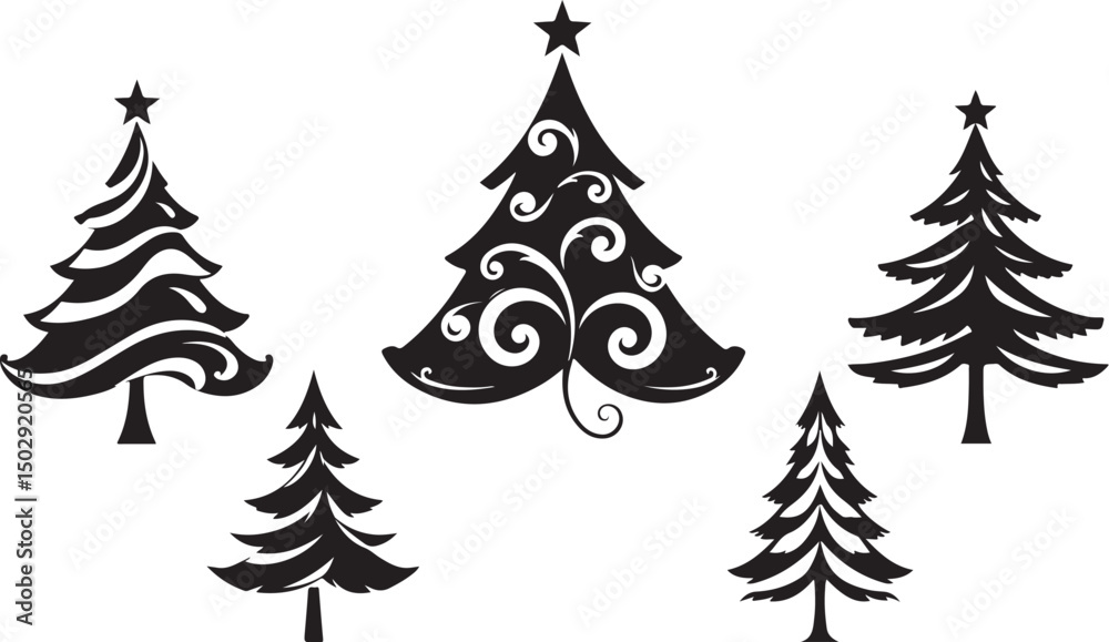 Fototapeta premium Minimalist Holiday Tree Outline – Vector Art