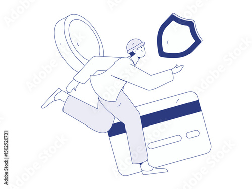 Online shopping payment security character flat vector concept operation hand drawn illustration
