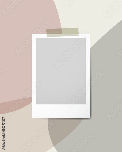 Editable realistic vector polaroid frame in white with a clean flat-style background. Perfect for photo collages, scrapbooks, and digital designs. Simple, modern, and easy to customize.