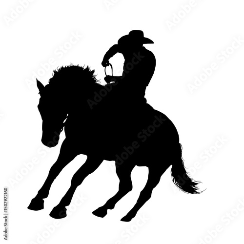 cowboy silhouette riding horse – rodeo vector illustration