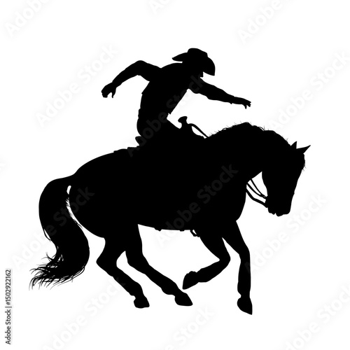 cowboy silhouette riding horse – rodeo vector illustration