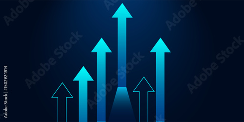 business arrow up growth investment technology on dark blue background. business trade increase to success. financial data graph strategy.market chart profit money. vector illustration hi-tech.