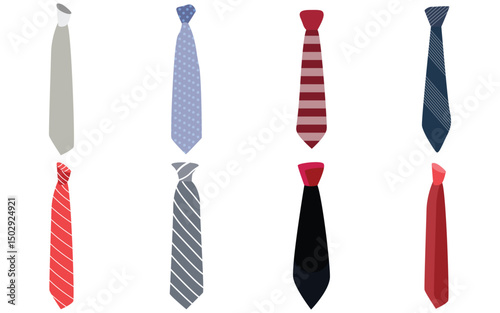 Professional Tie Illustration Set – Unique Styles for Formal Fashion Projects