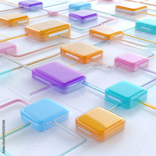 Agentic AI autonomous system. Intelligent agent. Decision making. AI behavior. Software deployment process illustrated with agile iteration lanes.