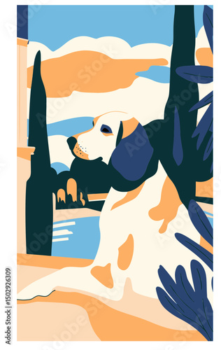 Cute dogs faces illustration in cartoon style. Funny puppies head portraits of different doggy breeds. Happy dog pets face avatars. Flat graphic vector
