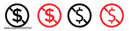 No Money Icons – Financial Crisis, Empty Wallet, and Budget Loss Vector Symbols in Line and Color Style, vector illustration.