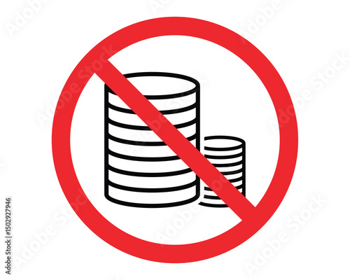 No Money Icons – Financial Crisis, Empty Wallet, and Budget Loss Vector Symbols in Line and Color Style, vector illustration.