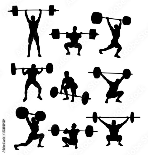 silhouette of athletes weightlifting collection