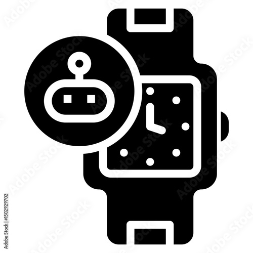 AI smartwatch solid icon	 