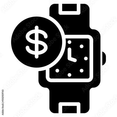 smartwatch money solid icon	
 