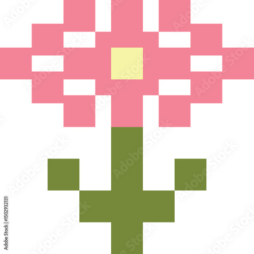 Flower from color blocks. Modern flower icon. Isolated vector illustration.