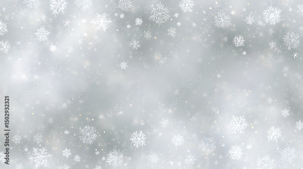 Fototapeta premium Silver Grey Winter Snowflakes Background Soft Sparkle Texture