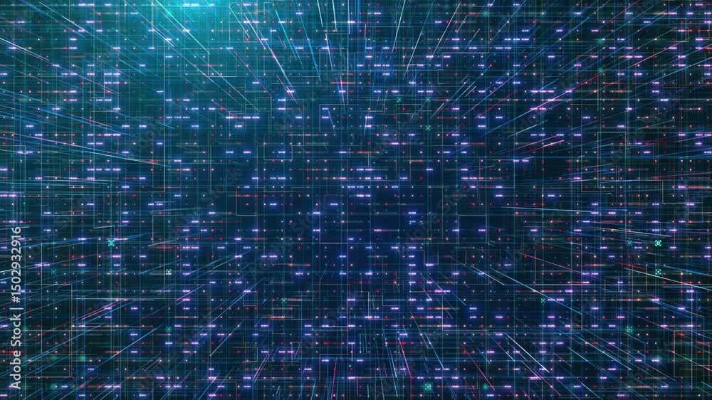 Big Data background with motion lines and random binary numbers and code