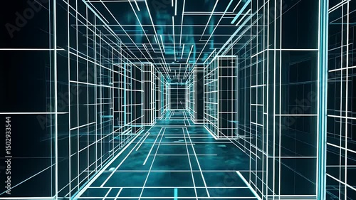 Futuristic tech matrix with glowing nodes