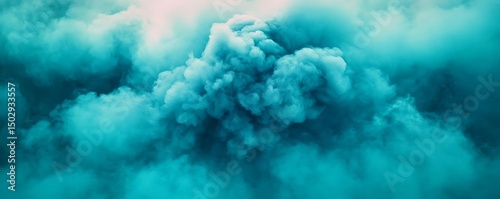 Teal smoke plume, outdoor, cloudy. Design