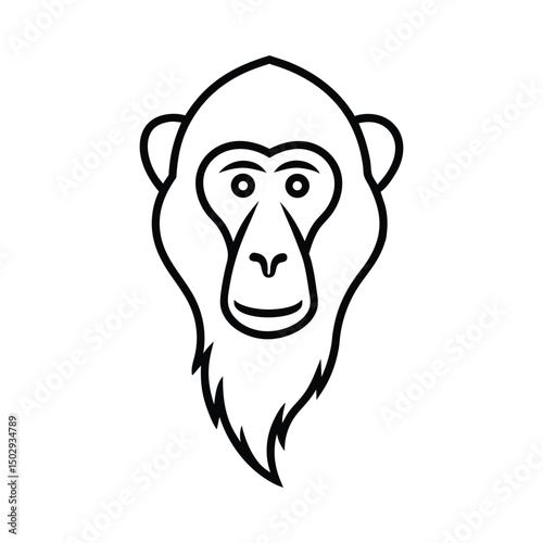 line art of a baboon on the white background.eps
