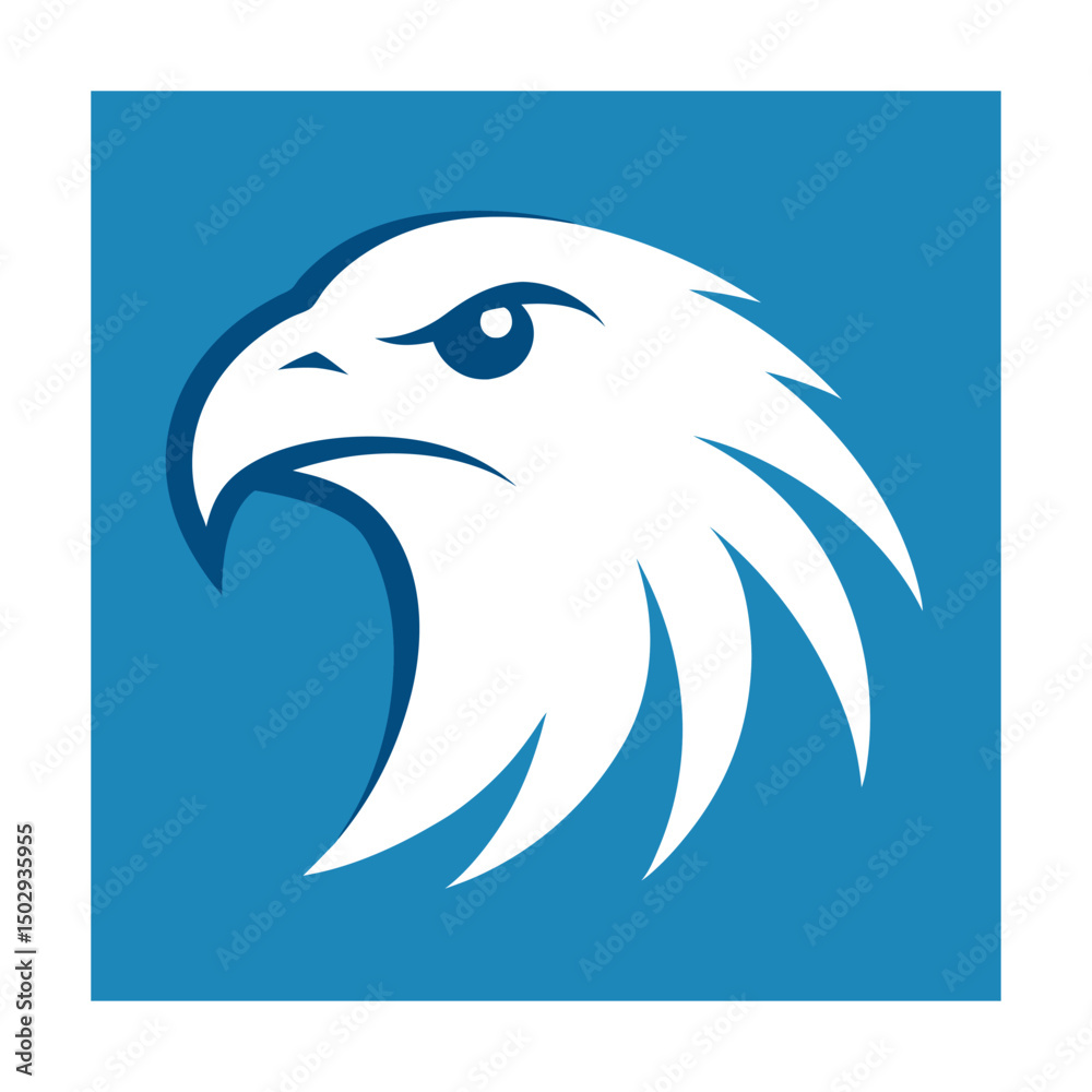 Fototapeta premium White eagle head illustration on blue background for business branding and emblem design