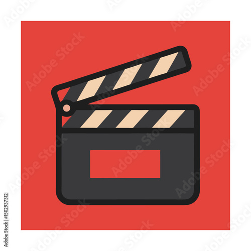 Colorful illustration of a clapperboard icon suitable for film and movie productions