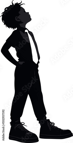 Boy Silhouette Looking Up - Curiosity, Childhood, Aspiration