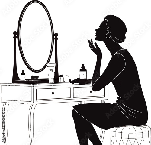 Woman at Dressing Table Silhouette