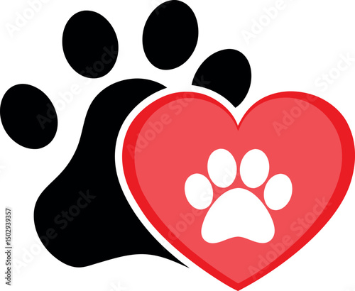 Paw Prints in Heart Shape