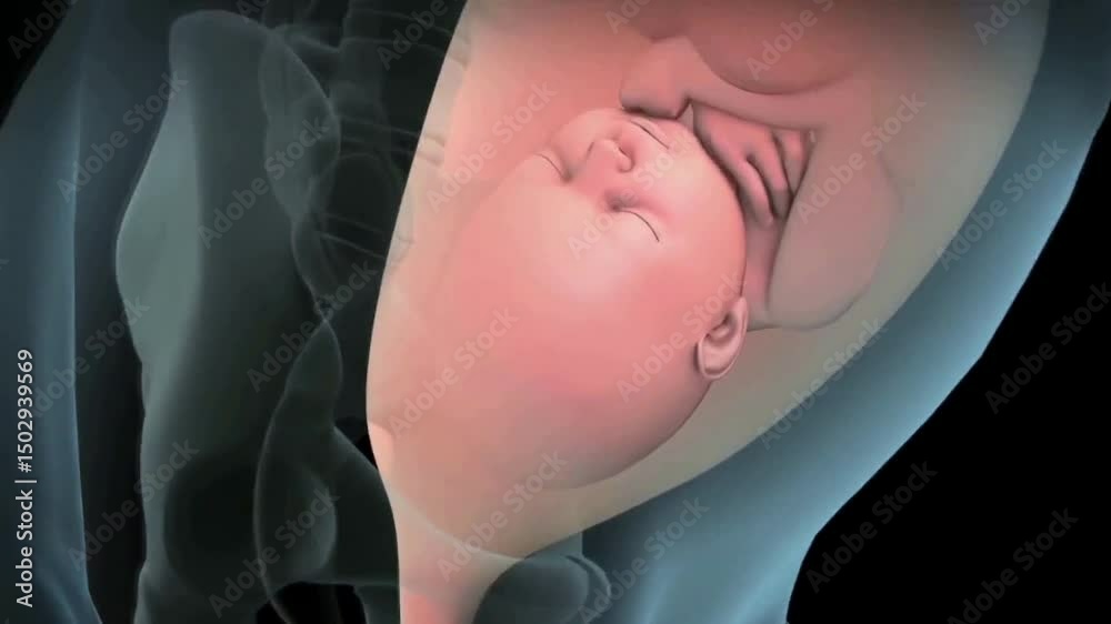 animation demonstrates the whole process of giving birth to a child medical medicine dynamics