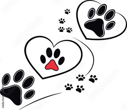 Paw Prints in Heart Shape for Valentine's Day