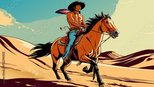 cowboy riding horse