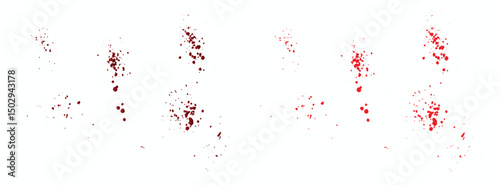 Splatter paint ink gradient set of red bloody isolated background
