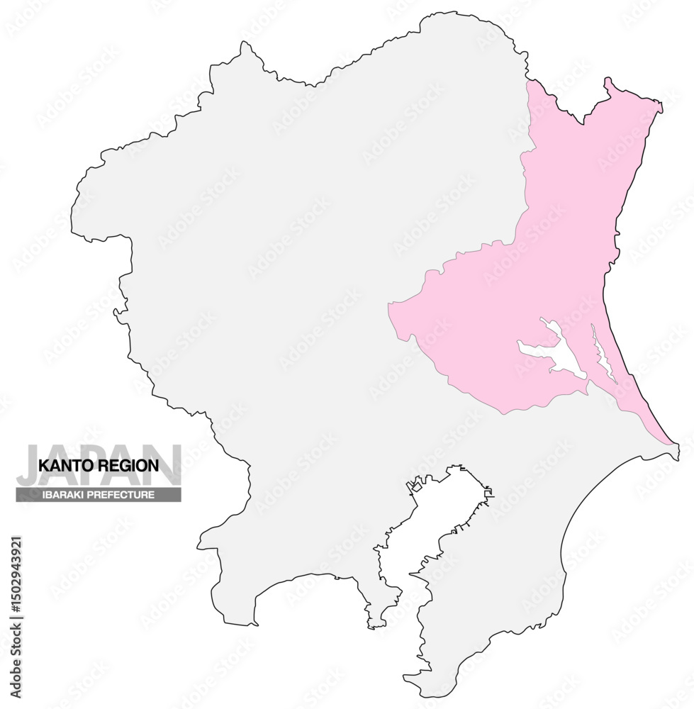 Obraz premium 日本地図 関東地方 茨城県 県境無し 03