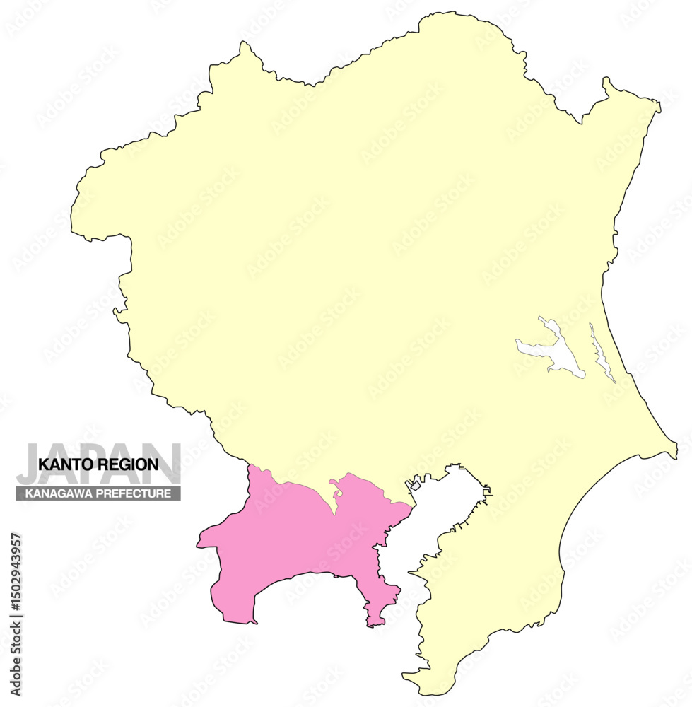 Obraz premium 日本地図 関東地方 神奈川県 県境無し 02