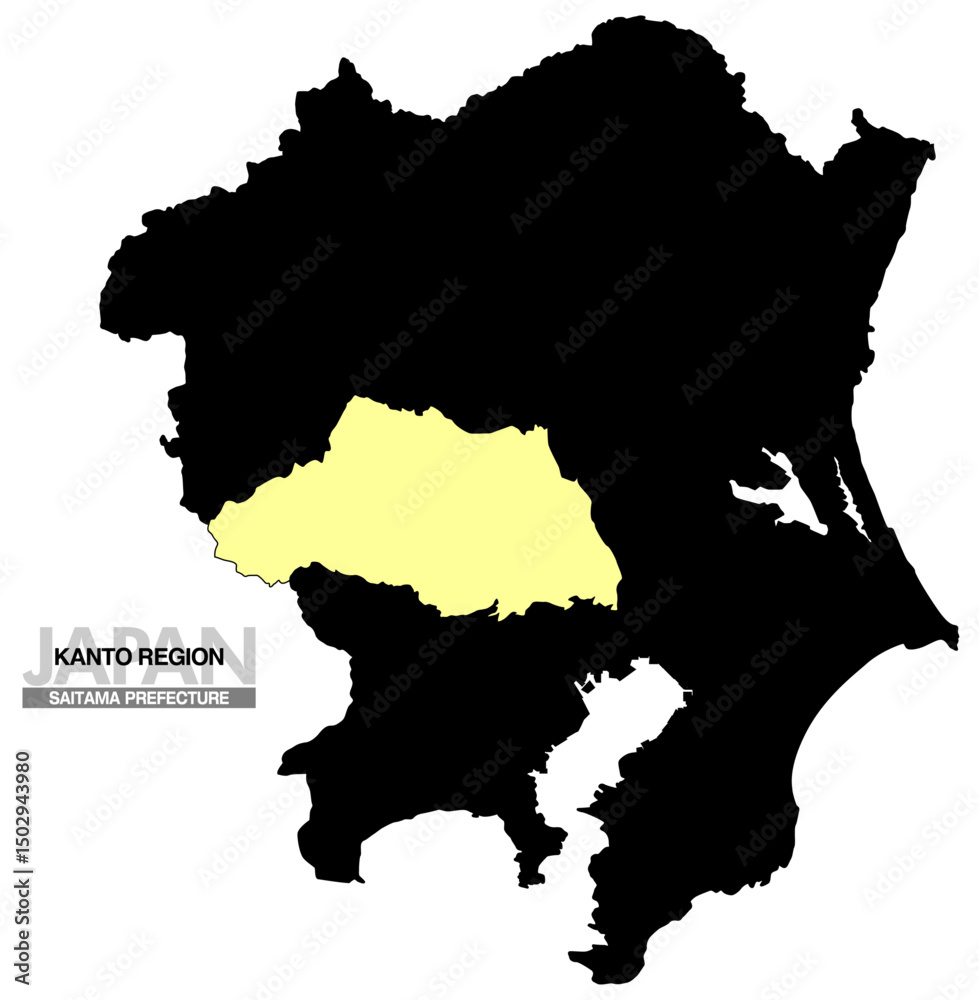 Fototapeta premium 日本地図 関東地方 埼玉県 県境無し 01