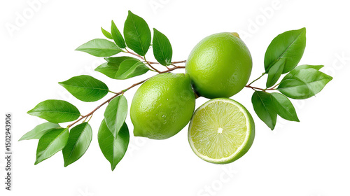 Wallpaper Mural Fresh Limes on Branch with Leaves Torontodigital.ca