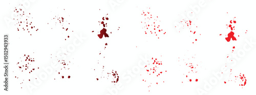 Bloody paint ink splash gradient red blood background set