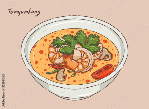 Thai food Tomyumkung Asian food vector
