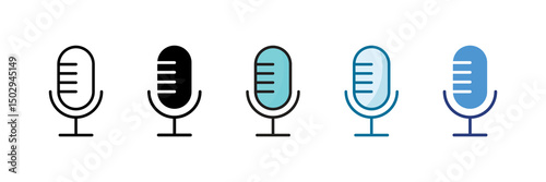 Microphone Icon Set Multiple Style Collection
