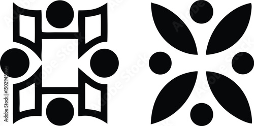 Black silhouette icon set depicting abolitionist leaders and symbolic gestures
