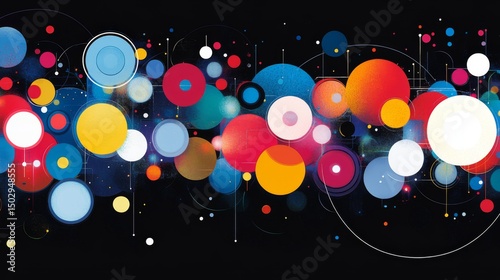 Colorful Abstract Composition with Circles and Dots