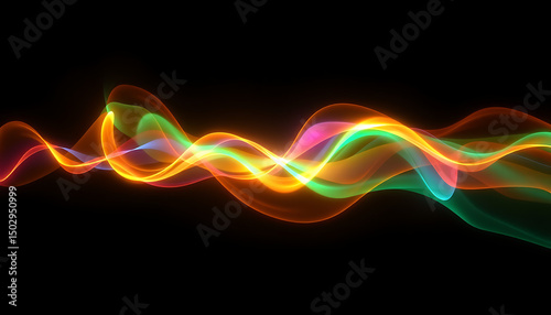 Abstract colorful wave design with glowing lines and dynamic light effects