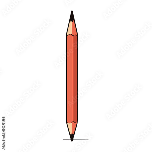 Set of three colored pencils in black, orange, and red, vector illustration, stationery items
