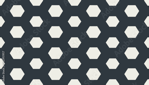 Geometric hexagonal pattern in white on a dark navy background